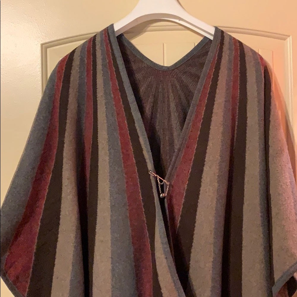 Striped sweater poncho